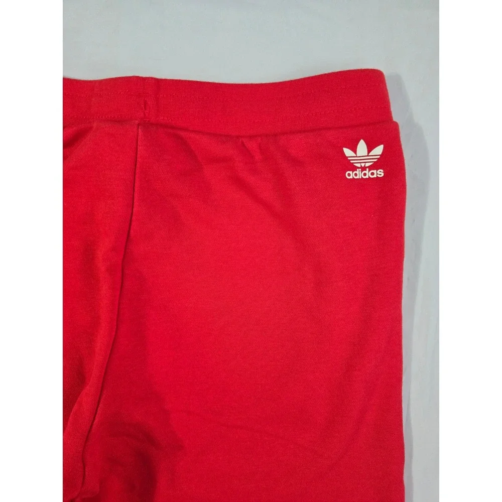 Adidas Originals Boys Red Trefoil Circle Logo Sweat Shorts Size L 13-14Y